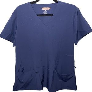EliteMed performance scrub top 3 pocket sparkly blue NWT size L